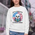 A Good Day To Read a Book Reading Eagle With American Flag Youth Crewneck Sweatshirt