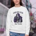 Good Girls Read Bad Books Sarcastic Skeleton Goth Skull Youth Crewneck Sweatshirt Good Girls Read Bad Books Sarcastic Skeleton Goth Skull Youth Crewneck Sweatshirt