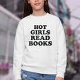 Hot Girls Read Books Lover Bookworm Librarian Book Reading Youth Crewneck Sweatshirt