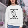 Life Is Better With Books Cats And Coffee Shirt Youth Crewneck Sweatshirt