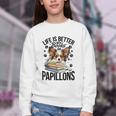 Papillon Dog Breed Life Is Better With Books And Papillons Youth Crewneck Sweatshirt Papillon Dog Breed Life Is Better With Books And Papillons Youth Crewneck Sweatshirt