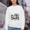 Raccoon Reading A Book Vintage Trash Reader Youth Crewneck Sweatshirt