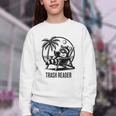 Raccoon Reading Books Summer Humor Trash Reader Youth Crewneck Sweatshirt