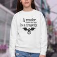 A Reader Without Their Book Is A Tragedy Dragon Rider Youth Crewneck Sweatshirt A Reader Without Their Book Is A Tragedy Dragon Rider Youth Crewneck Sweatshirt