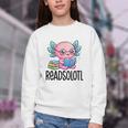 Readsolotl Cute Axolotl Reading Book Kawaii Pink Aesthetic Youth Crewneck Sweatshirt