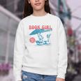 Retro Book Girl Summer Beach Vacation For Book Lover Youth Crewneck Sweatshirt