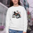 Retro Cute Cat Floral Book Librarian Vintage Floral Cat Book Youth Crewneck Sweatshirt