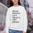 Retro Gym Book Lover Read Books Lift Heavy Pet Dogs Youth Crewneck Sweatshirt