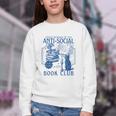 Sarcastic Anti Social Book Club Cat Skull Book Lover Youth Crewneck Sweatshirt