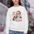 He Sees What You'Ve Been Reading Bookish Christmas Humor Youth Crewneck Sweatshirt He Sees What You'Ve Been Reading Bookish Christmas Humor Youth Crewneck Sweatshirt