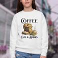 Sleeping Cat And Books With Coffee Lover Youth Crewneck Sweatshirt