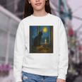 Van Gogh Starry Night Art Cat And Book Lovers Youth Crewneck Sweatshirt Van Gogh Starry Night Art Cat And Book Lovers Youth Crewneck Sweatshirt