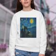 Van Gogh Starry Night Fantasy Reader Dragon Reading Book Youth Crewneck Sweatshirt