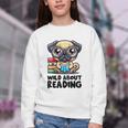 Wild About Reading Book Lover Pug Dog Youth Crewneck Sweatshirt