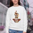 Woman And Books Stack Afro Girl Book Lover Youth Crewneck Sweatshirt