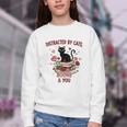Women's Cat Books Romantic Floral Aesthetic Book Lover Cat Owner Youth Crewneck Sweatshirt Women's Cat Books Romantic Floral Aesthetic Book Lover Cat Owner Youth Crewneck Sweatshirt