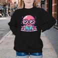 Adorable Book Lover Octopus With Reading Glasses Cute Youth Crewneck Sweatshirt