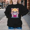 Adorable Book Lover Persian Cat With Reading Glasses Cute Youth Crewneck Sweatshirt Adorable Book Lover Persian Cat With Reading Glasses Cute Youth Crewneck Sweatshirt