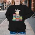 Adorable Donkey With Heart Sitting On Colorful Book Stack Youth Crewneck Sweatshirt