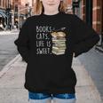 Book Lovers Books Cats Life Is Sweet Cat Lover Youth Crewneck Sweatshirt