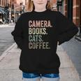 Camera Books Cats And Coffee Lover Photography Men Women Youth Crewneck Sweatshirt