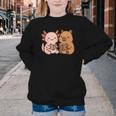 Capybara Axolotl Kawaii Kids Anime Book Lover Reading Youth Crewneck Sweatshirt