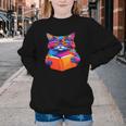 Cat Book Shirt Colorful Cat Reading Book Youth Crewneck Sweatshirt