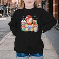 Christmas Gingerbread Man Reading Book Snowflake Teacher Youth Crewneck Sweatshirt
