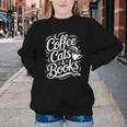 Coffee Cats & Books Reading Book Lover Reader Youth Crewneck Sweatshirt