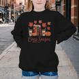 Cozy Season Autumn Leaves Books Pumpkins Fall Halloween Youth Crewneck Sweatshirt