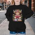 Cute Baby Highland Cow With Reading Book Bookworm Youth Crewneck Sweatshirt