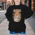 Cute Baby Highland Cow Reading Book Librarian Bookworm Youth Crewneck Sweatshirt