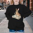 Cute Bunny Reading Book Glasses Bookworm Youth Crewneck Sweatshirt
