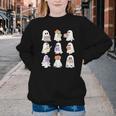 Cute Ghost Reading Books Teacher Halloween Reading Men Women Kids Youth Crewneck Sweatshirt