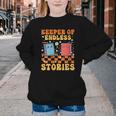 Cute Librarian Library Book Lover Keeper Of Endless Stories Youth Crewneck Sweatshirt