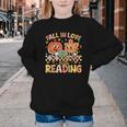 Fall In Love With Reading Autumn Pumpkin Teacher Book Lover Youth Crewneck Sweatshirt