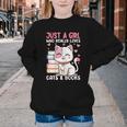 Girl Who Loves Cats And Books Cute Youth Crewneck Sweatshirt