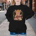 Highland Cow Reading Book Graphic Cow With Book Floral Youth Crewneck Sweatshirt