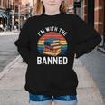 I'm With The Banned Stack Of Books Vintage Sunset Retro Youth Crewneck Sweatshirt