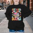 Just A Girl Who Loves Books Reading Cute Bookworm Girls Kids Youth Crewneck Sweatshirt