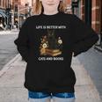 Life Is Better With Cats And Books Cute Cat Lover For Men Women Kids Youth Crewneck Sweatshirt Life Is Better With Cats And Books Cute Cat Lover For Men Women Kids Youth Crewneck Sweatshirt