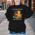 Life Is Better With Cats And Books Cute Cat Lover Youth Crewneck Sweatshirt Life Is Better With Cats And Books Cute Cat Lover Youth Crewneck Sweatshirt