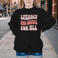 Literacy And Justice For All Book Lover Youth Crewneck Sweatshirt