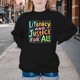 Literacy And Justice For All Protect Banned Books Library Youth Crewneck Sweatshirt Literacy And Justice For All Protect Banned Books Library Youth Crewneck Sweatshirt