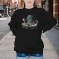 Octopus Reading Book Coffee Book Lover Bookworm Nerd Youth Crewneck Sweatshirt