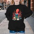 Octopus Reading Books Tea Coffee Youth Crewneck Sweatshirt