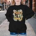 Peace Love Books Librarian Teacher Life Book Library Youth Crewneck Sweatshirt