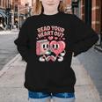 Retro Read Your Heart Out Valentine's Day Teacher Book Lover Youth Crewneck Sweatshirt