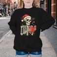 Skeleton Reading Book Christmas Teacher Librarian Book Lover Youth Crewneck Sweatshirt