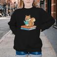 Squirrel Reading Book Glasses Bookworm Librarian Youth Crewneck Sweatshirt